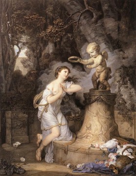 Cupid Canvas - Votive Offering to Cupid figure Jean Baptiste Greuze
